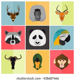 Animals color flat set