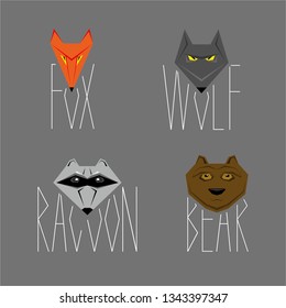 Animals color logo set
