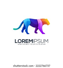 animals colorful modern abstract logo gradient tiger vector illustration