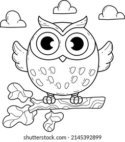 animals coloring book alphabet. Isolated on white background. Vector cartoon owl.