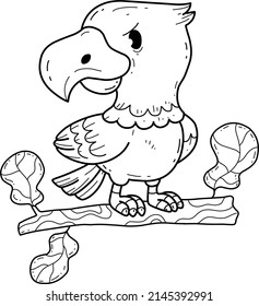 animals coloring book alphabet. Isolated on white background. Vector cartoon eagle.