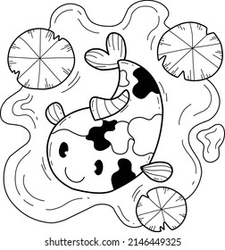 animals coloring book alphabet. Isolated on white background. Vector cartoon koi.