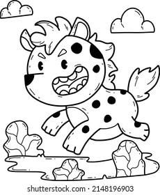 animals coloring book alphabet. Isolated on white background. Vector cartoon hyena.