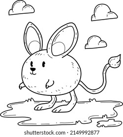 animals coloring book alphabet. Isolated on white background. Vector cartoon jerboa.
