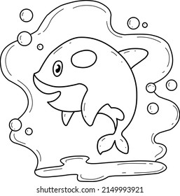 animals coloring book alphabet. Isolated on white background. Vector cartoon orca.