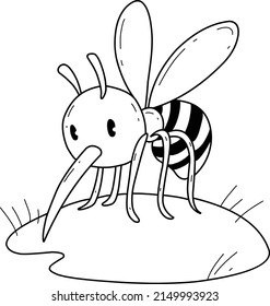 animals coloring book alphabet. Isolated on white background. Vector cartoon mosquito.