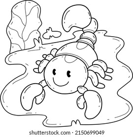 animals coloring book alphabet. Isolated on white background. Vector cartoon scorpion.