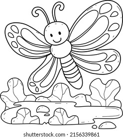 animals coloring book alphabet. Isolated on white background. Vector cartoon butterfly.