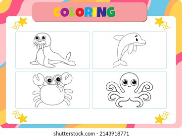 Animals coloring page for kids.