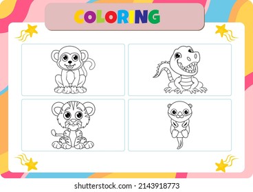 Animals coloring page for kids.