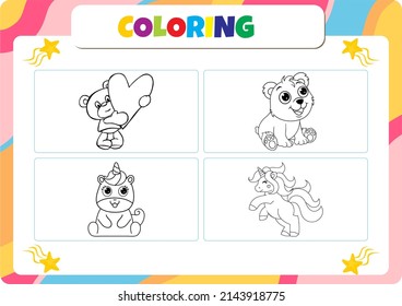 Animals coloring page for kids.