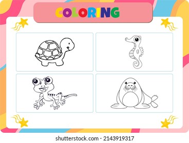 Animals coloring page for kids.