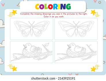 Animals coloring page for kids.