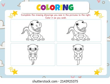 Animals coloring page for kids.