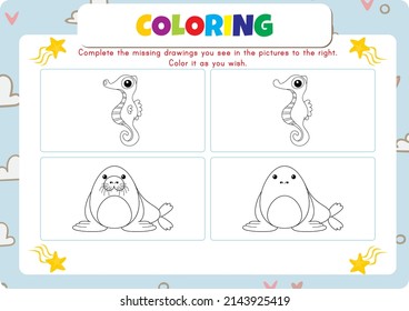 Animals coloring page for kids.