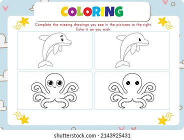 Animals coloring page for kids.