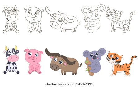 Animals for coloring vector illustration