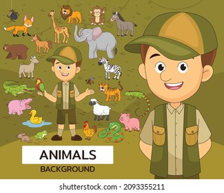 Animals concept background. Flat icons.