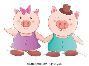 animals couple series (piggy)