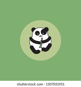 animals cute drawing fat panda with bamboo kawaii vector icon 