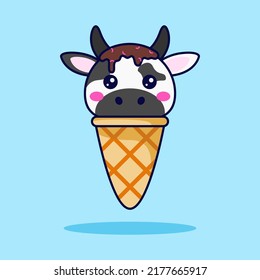 Animals cute ice cream vector illustration design. Ice cream cone with cute animals head character. 