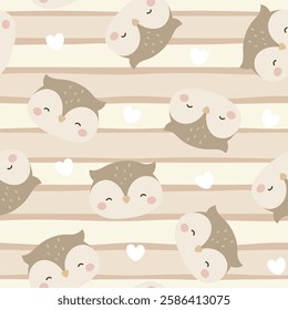 Animals Cute Seamless Pattern, adorable design for kids, vector illustration