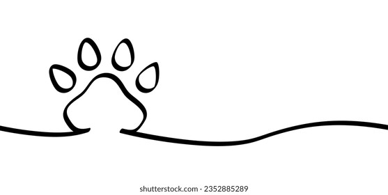 Animals day. Cartoon dog or cat footsteps. Foot, feet paw print icon or pictogram. Woof, meow. Vector  footprints symbol. Dogs or cats paws silhouette sign. Love animal pattern.