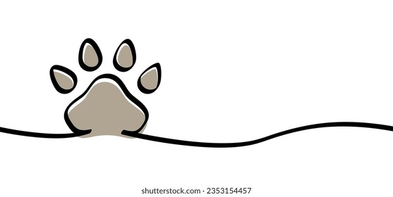 Animals day. Cartoon dog or cat footsteps. Foot, feet paw print icon or pictogram. Woof, meow. Vector  footprints symbol. Dogs or cats paws silhouette sign. Love animal pattern.