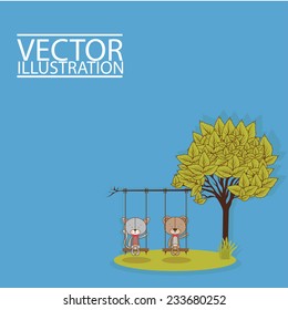 Animals design over blue background, vector illustration.