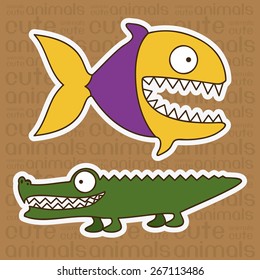 Animals design over brown background, vector illustration