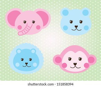 animals design over green background vector illustration 