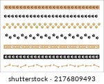 Animals dog or cat  paw prints trail stripe border divider collection design element vector image
