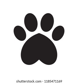 Animal's (dog's) paw print with heart. Love pets. Love animals. Vector illustration.