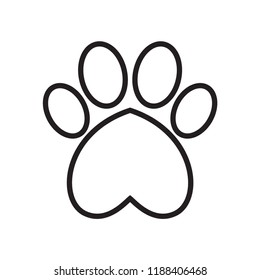Animal's (dog's) paw print with heart. Love pets. Love animals. Vector illustration.