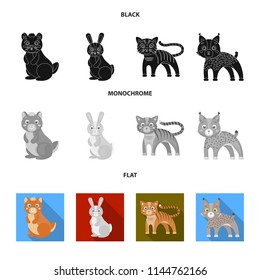 Animals, domestic, wild and other web icon in black, flat, monochrome style. Zoo, toys, children, icons in set collection.