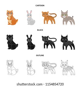 Animals, domestic, wild and other web icon in cartoon,black,outline style. Zoo, toys, children, icons in set collection.