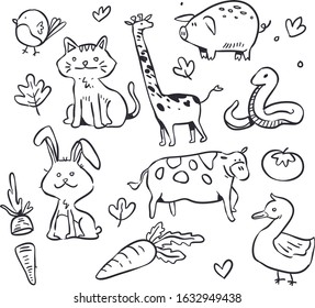 Wild Animals Birds Cartoon Kids Set Stock Vector (Royalty Free) 704557819