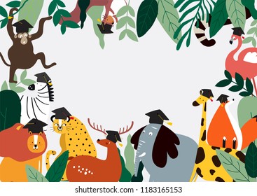 Animals education theme template vector illustration
