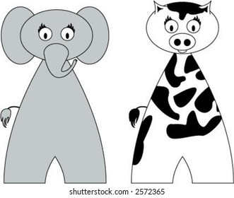 Animals elephant and cow