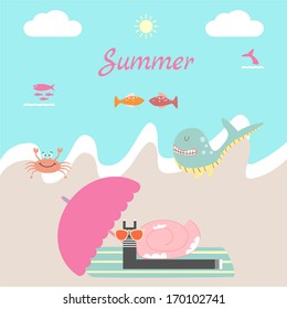 Animals Enjoy Summer at the Beach