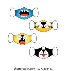 Animals face design vector illustration for the mask design. Vector illustration design for fashion fabrics, textile graphics, prints.