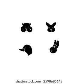 Animals Face  silhouette with vector of illustration