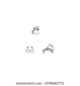 Animals Face  silhouette with vector of illustration