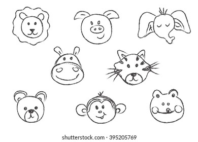 animals, faces, vector