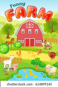 Animals in the farm courtyard