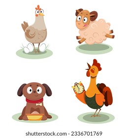 Animals, farm fun, children's illustration , vector graphics in flat style