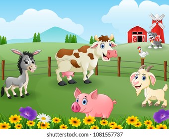 Animals farm in the hills