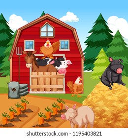 Animals at the farm illustration