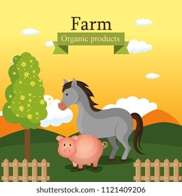 animals in the farm scene