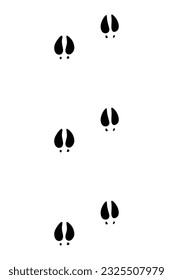 Animals feet track. Cow black paw, walking feet silhouette or footprints. Trace step imprints isolated on white. Walking tracks paws illustration